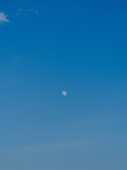 Daytime Moon in Clear Blue Sky