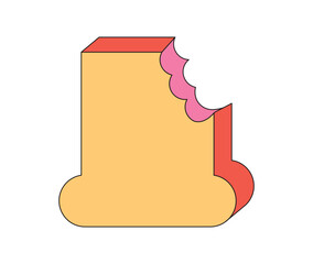 Illustration bread eat bite retro bold unique design abstract isolated