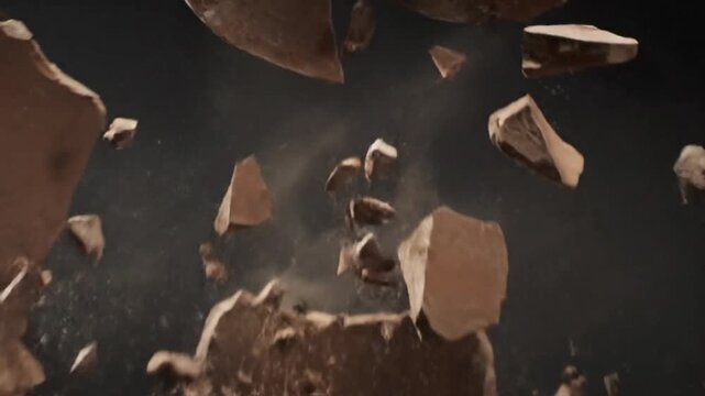 Ancient Ornate Terracotta Vase Dramatically Shattering into Pieces.