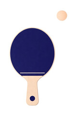 Minimalist illustration of a table tennis paddle and ball isolated on white. Perfect for sports equipment concepts and recreational activity visuals.