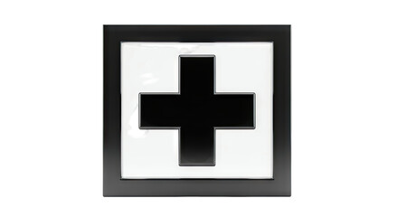 Obraz premium Black Cross Icon in Square Frame