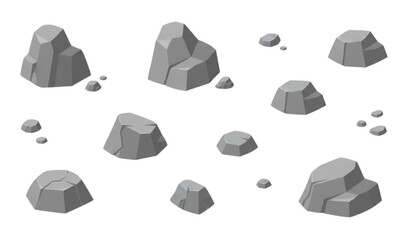 SEO Title Gray mountain rock debris and gravel stone vector set for game assetsSEO Title Gray mountain rock debris and gravel stone vector set for game assets © MD