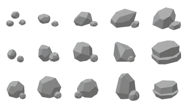 SEO Title
Polygonal gray stone and gravel vector set low poly game decoration