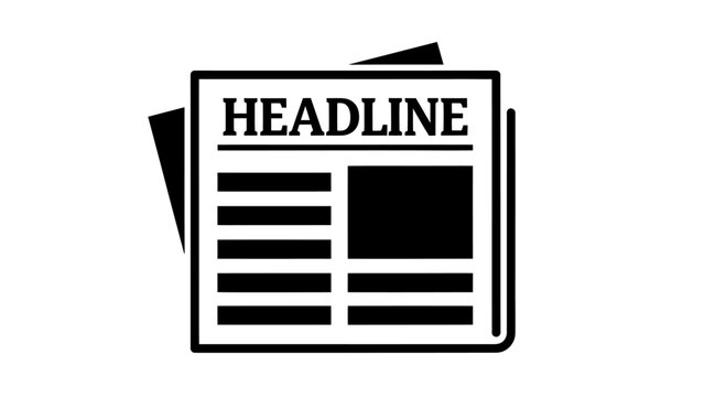 Icon Illustration of a Newspaper with Headline and Columns.