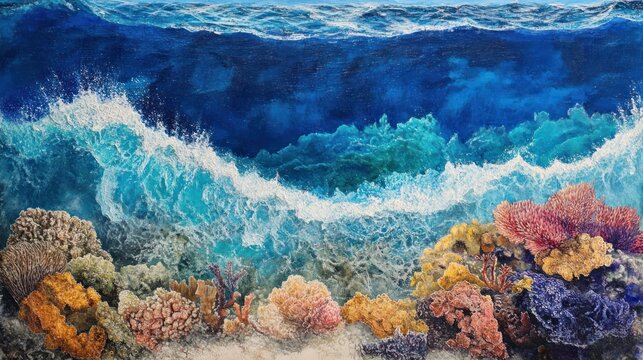 Colorful Coral Reef Underwater Waves
