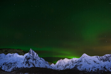night sky with moon and mountains, nature background © runruna