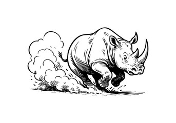 Rhino hand drawn simple sketch vector illustration © Shutoda