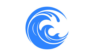 ocean wave in circle logo vector