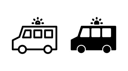 Ambulance icon set vector. ambulance truck sign and symbol. ambulance car