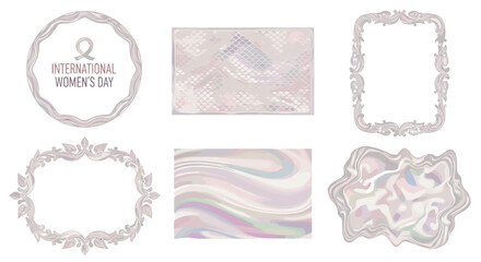 Set of five decorative frames with various ornate designs and textures