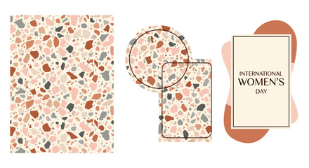 Abstract terrazzo pattern with colorful chips for creative design