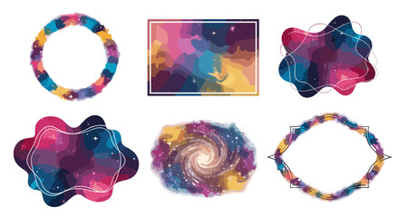 Abstract colorful shapes and patterns a dark