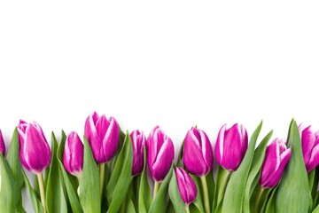 Fototapeta premium Vibrant tulips on white background.
