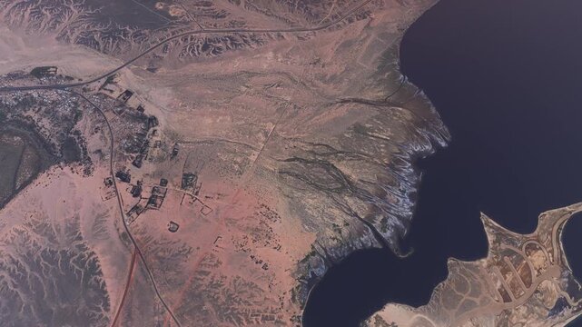Top aerial view of Gayal Desert and Neom. Saudi Arabia