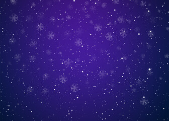 Fototapeta premium Falling Snowflakes on a Gradient Purple Winter Background