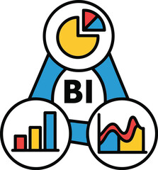 Modern Business Intelligence Infographic with Colorful Charts and Graphs for Data Analysis