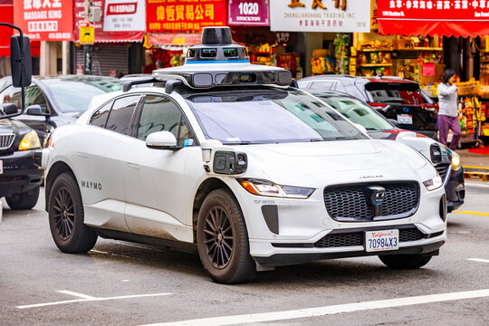 Waymo Robotaxi Driving San Francisco Street California