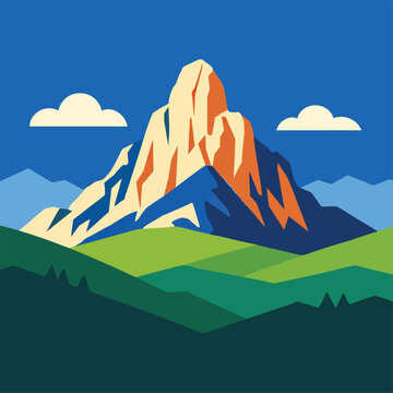 Ra Gusela Mountain Italian Alps Illustration