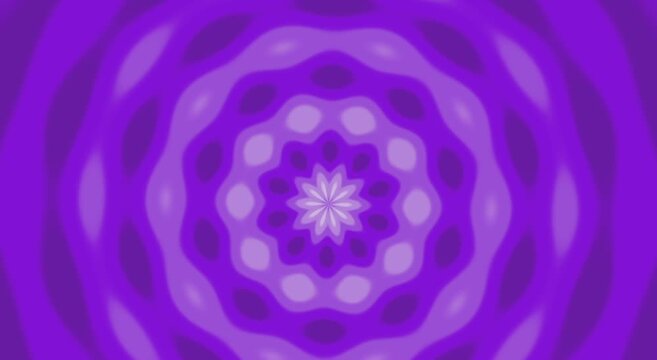 A vibrant purple radial kaleidoscope pattern with concentric wavy rings and a central star shape.
