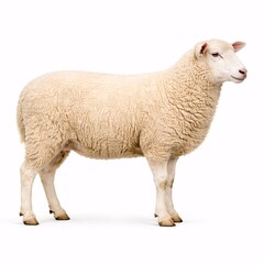 Obraz premium Sheep Side Profile Isolated on White Background for Veterinary and Educational Reference
