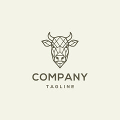 Lines hipster geometric head cow logo symbol vector