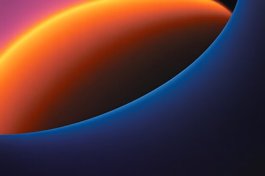  Vibrant abstract design with orange and blue curved shapes.