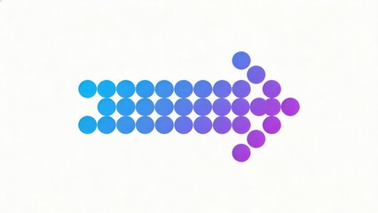 Fototapeta premium Abstract arrow made of colorful gradient dots pointing forward,business growth direction concept,progress strategy visualization for marketing,finance,innovation and data driven success