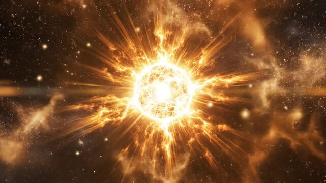 Dynamic cosmic eruption of light and energy, illustrating the majestic power and vibrant processes of stellar creation within the boundless cosmos