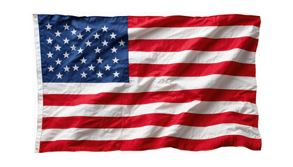 Obraz premium American flag waving with red and white stripes and blue canton with white stars against a white background