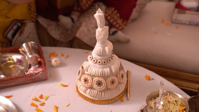 The Topor is an intricate, white crown made of sholapith, traditionally donned by Bengali grooms to signify auspiciousness and grace during the marriage rites