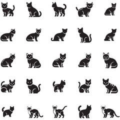 Obraz premium Collection of Various Cat Silhouettes in Different Poses and Styles