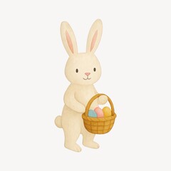 Obraz premium Cute bunny holding Easter basket.