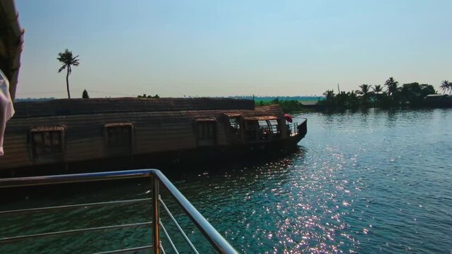 Houseboats on Mannar Backwaters in Kerala, India