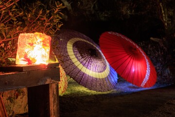 Ice candles illuminating the historic post town of Magome-juku at night