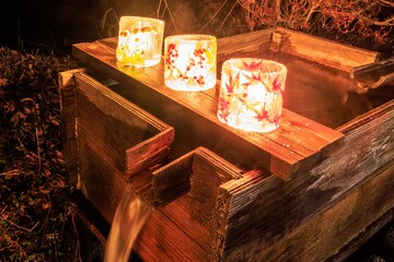 Ice candles illuminating the historic post town of Magome-juku at night