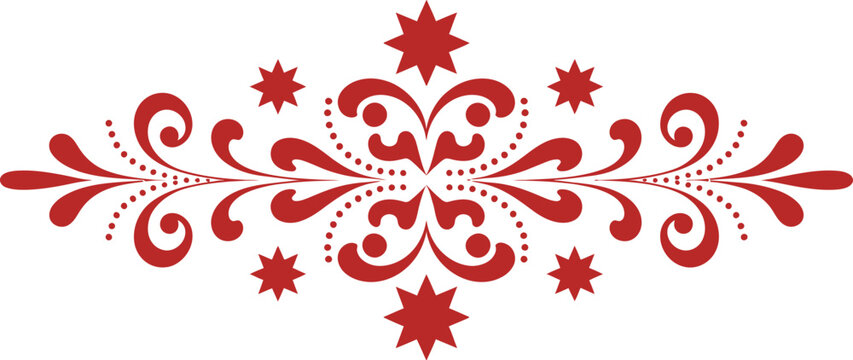 Red Swirl and Star Flourish on White Background