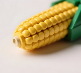 Fototapeta premium Hyper-realistic LEGO corn cob toy with yellow brick kernels