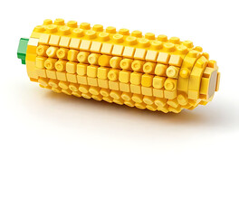 Fototapeta premium Hyper-realistic LEGO corn cob toy with yellow brick kernels