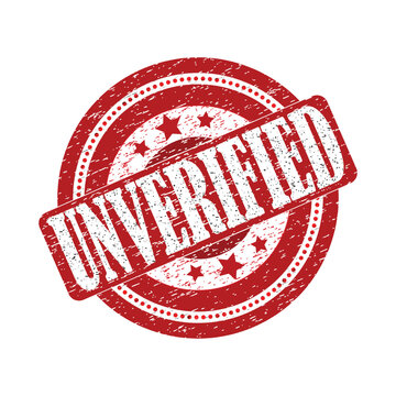 Red unverified stamp on white background