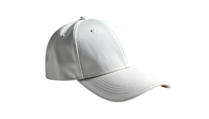 White Baseball Cap with Brim and Button.