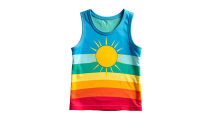 Rainbow Sleeveless Shirt with Sun Design.