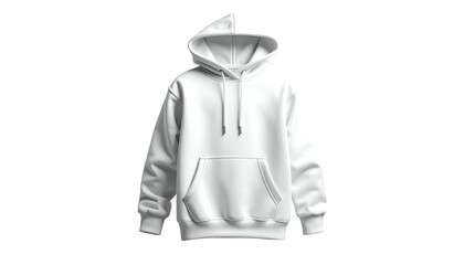 White Hooded Sweatshirt with Drawstring Pockets.
