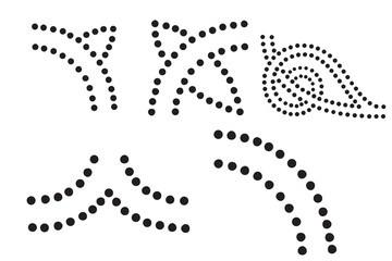 Five day Black Dot Graphics Forming Abstract Shapes and Swirls on a White Background dots circles