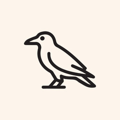 Naklejka premium Minimalist Black Crow Line Art Illustration A Timeless Graphic Icon