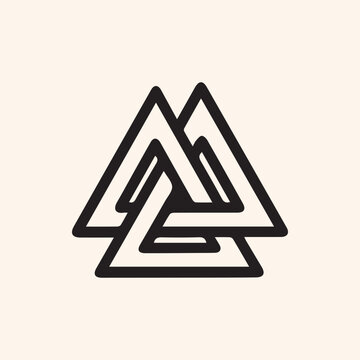 The Ancient Norse Valknut Symbol of Odin in Modern Minimalist Style