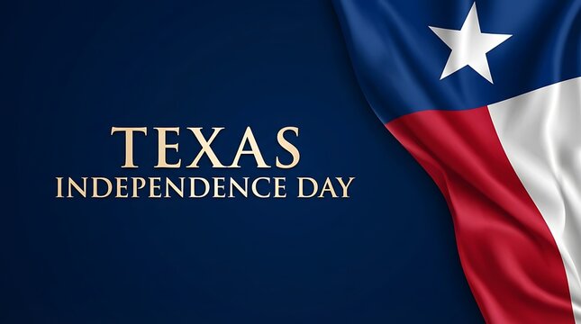 Texas independence day gold text and waving flag on dark blue background elegant greeting card patriotic holiday event luxury celebration concept illustration
