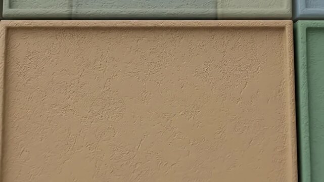 Close-up of textured beige and green wall with subtle color variations and surface details.