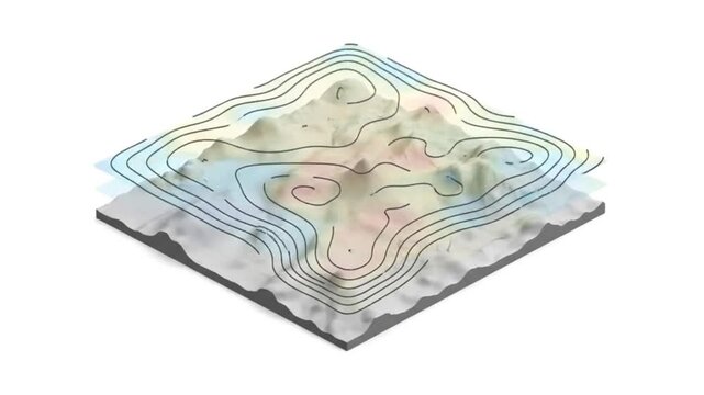 Visualizing terrain data with dynamic layered geographical information systems, showcasing environmental screening and spatial analysis concepts