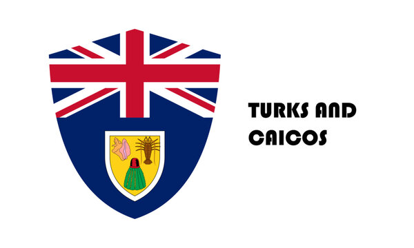 Turks and Caicos flag in shield shape with high quality