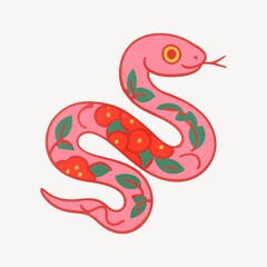 Obraz premium Colorful floral snake illustration